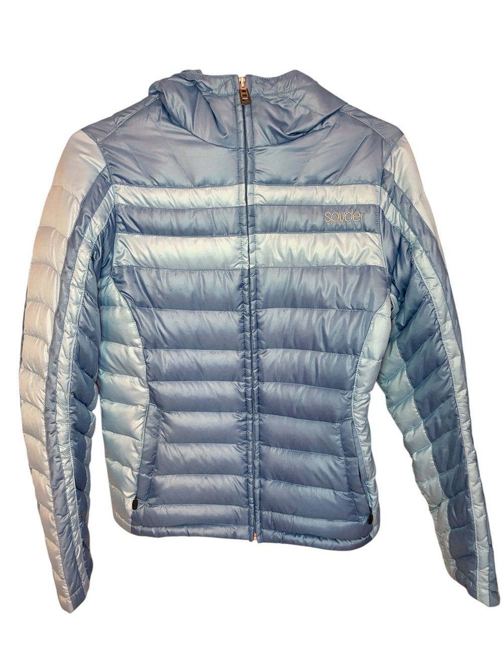 Spyder Women's Pale Blue Quilted Hooded Puffer Jacket